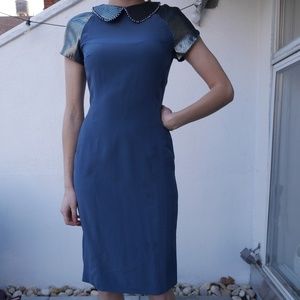 NWT Tory Burch Blue Satin Formal /Holiday Dress